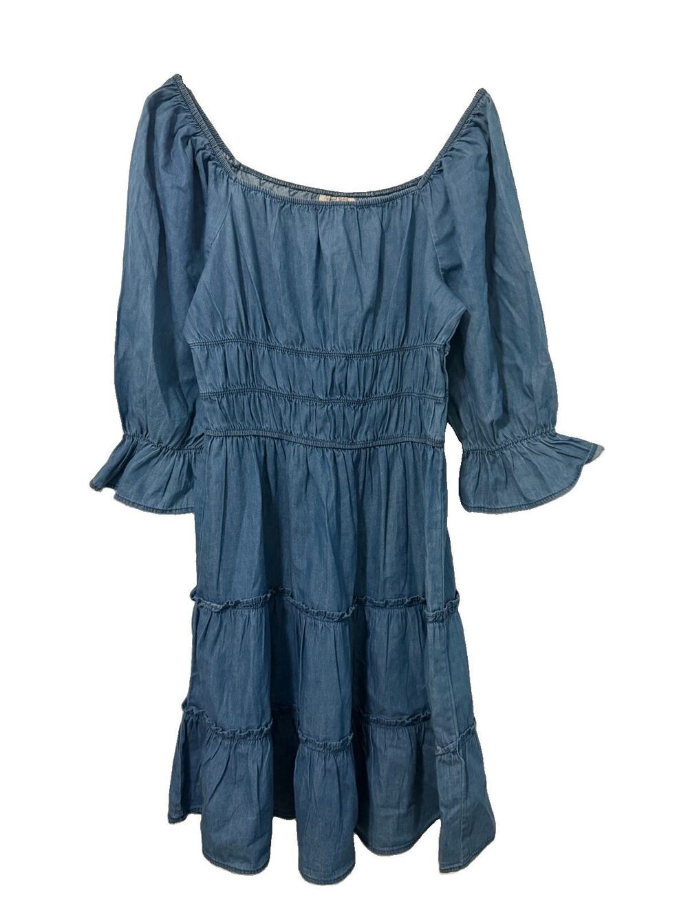Speed Limit MPH Denim Dress Cottagecore Milkmaid Boho Size XL